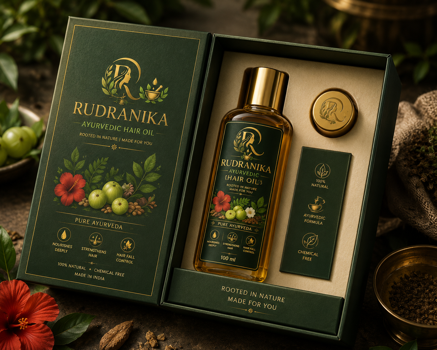 New Rudranika Ayurvedic Hair Oil box product photo